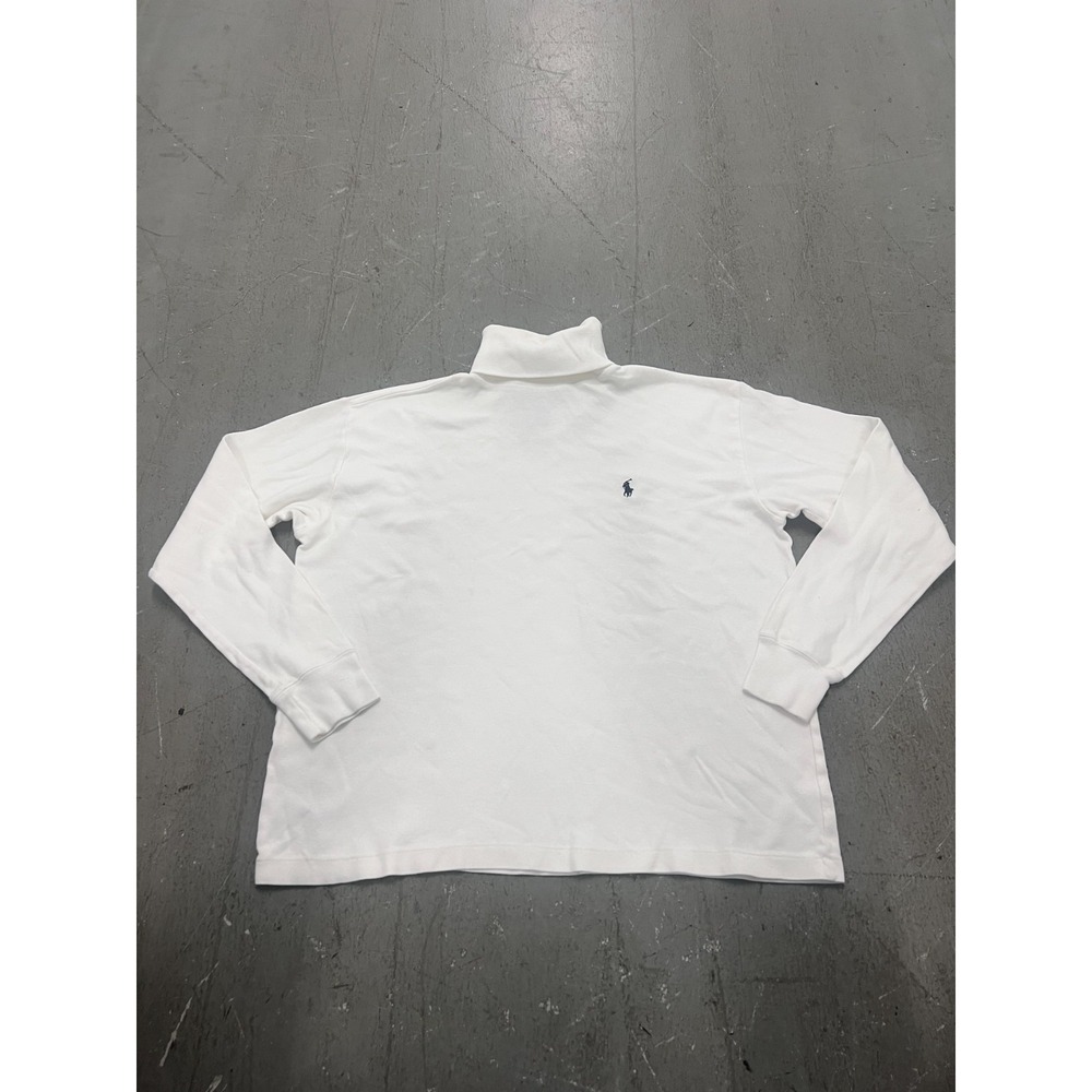Polo Ralph Lauren Sweater Mens L White 100% Cotton Pony Embroidered Turtleneck